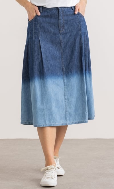 Dip Dye Cotton Denim Skirt