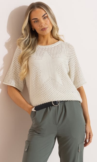 Shimmer Open Knit Short Sleeve Star Jumper