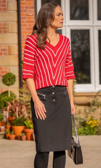 Button Front Stretch Skirt