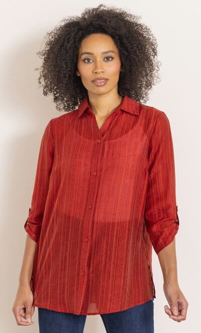 Striped Button Cuff Blouse
