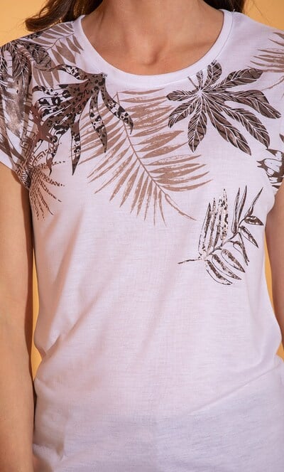 Foil Leaf Printed T Shirt