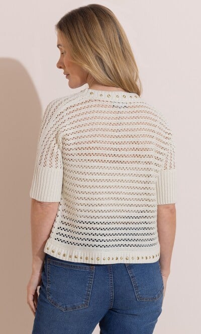 Studded Open Knit Cardigan