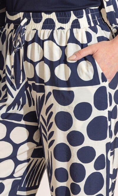 Anna Rose Spot Printed Wide Leg Pull On Trousers