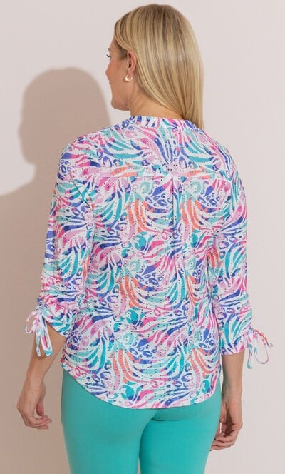 Anna Rose Printed Eyelet Jersey Blouse