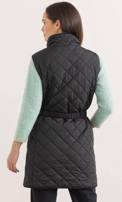 Longline Belted Quilted Gilet
