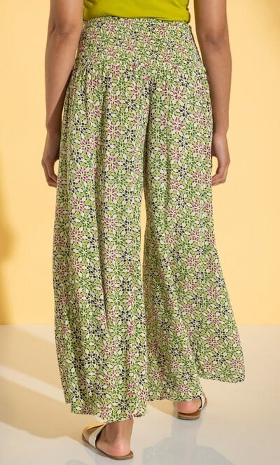 Printed Wide Leg Textured Palazzo Trousers