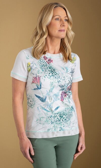 Anna Rose Garden Print Short Sleeve Top