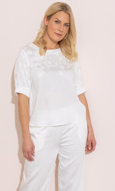 Anna Rose Embroidered Short Sleeve Top