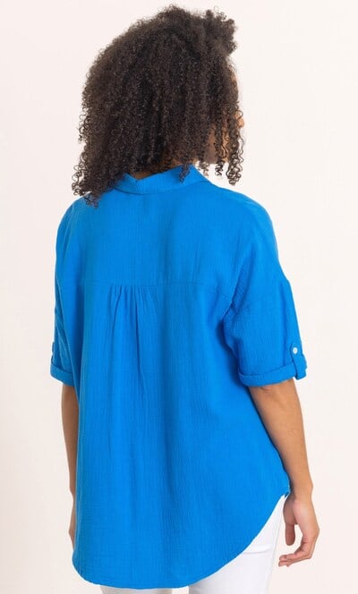 Drop Shoulder Textured Cotton Shirt