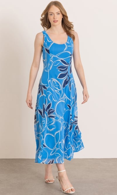 Sleeveless Printed Fit And Flare Maxi Dress