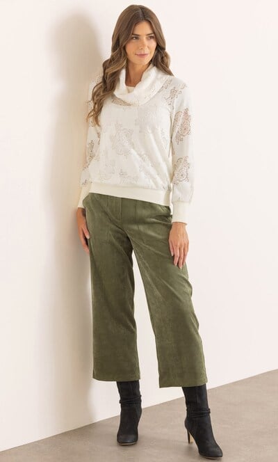 Lace And Knit Cowl Neck Top