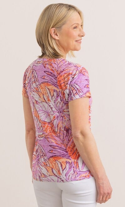 Anna Rose Embellished Leaf Print Top