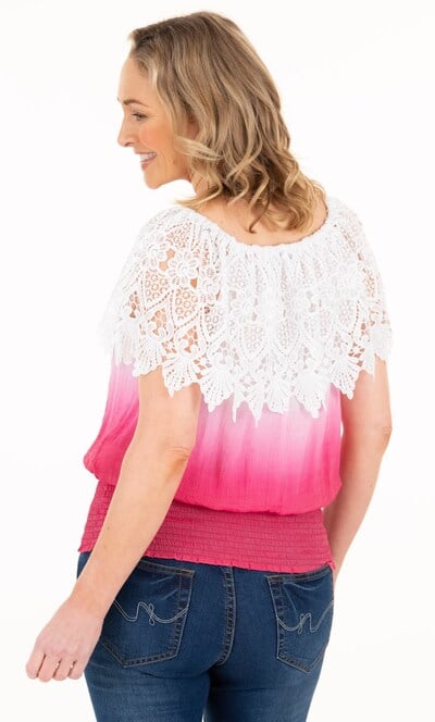 Lace Trimmed Ombre Top