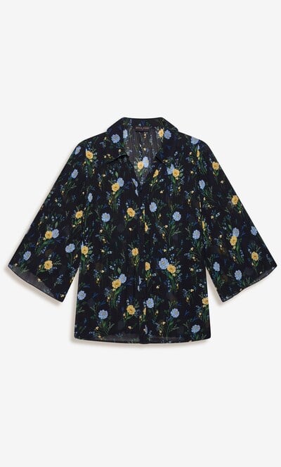 Anna Rose Pleated Garden Print Blouse