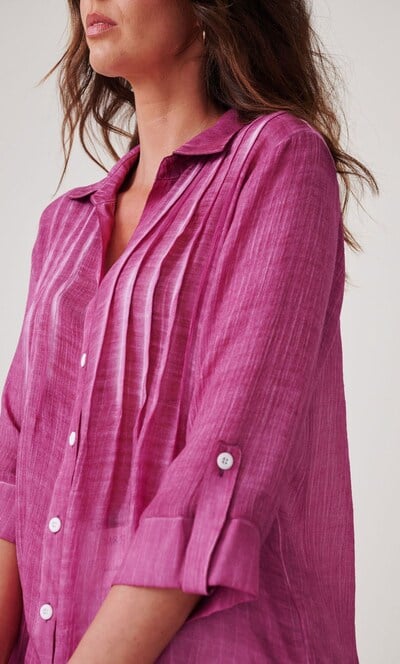 Washed Three Quarter Sleeve Crinkle Shirt