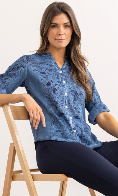 Printed Panelled Cotton Shirt