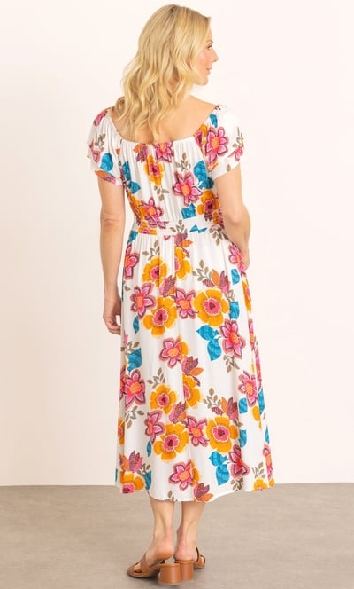 Floral Printed Bardot Midaxi Dress