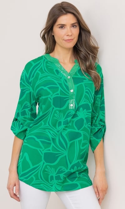 Embellished Printed Relaxed Fit Cotton Top