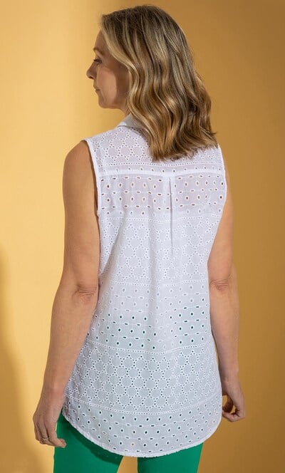 Anna Rose Embroidered Cotton Sleeveless Shirt
