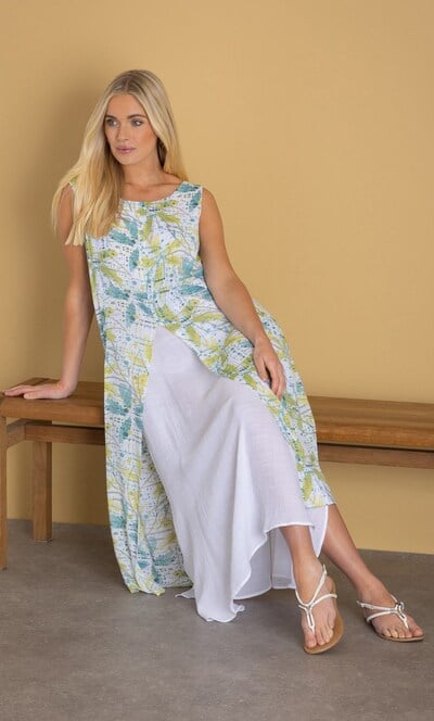 Printed Layered Sleeveless Maxi Dress