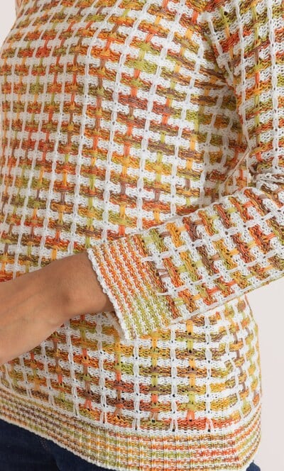 Ribbon Knit V Neck Patterned Jumper