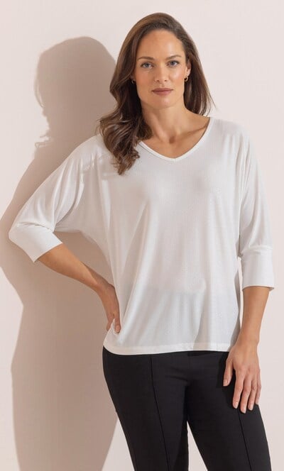 Foil Spot Batwing Top