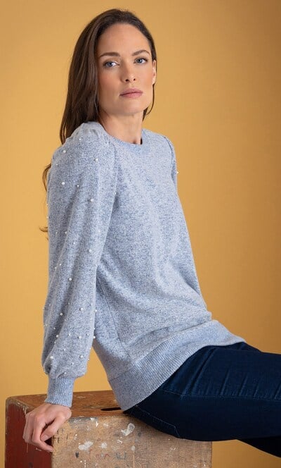Embellished Blouson Sleeve Jumper