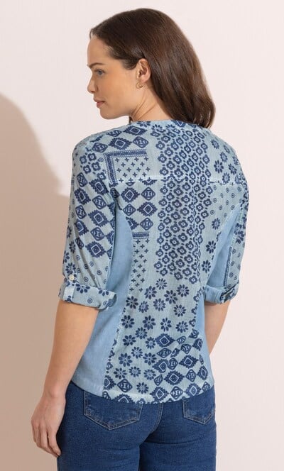 Floral Printed Fitted Cotton Ribbed Shirt