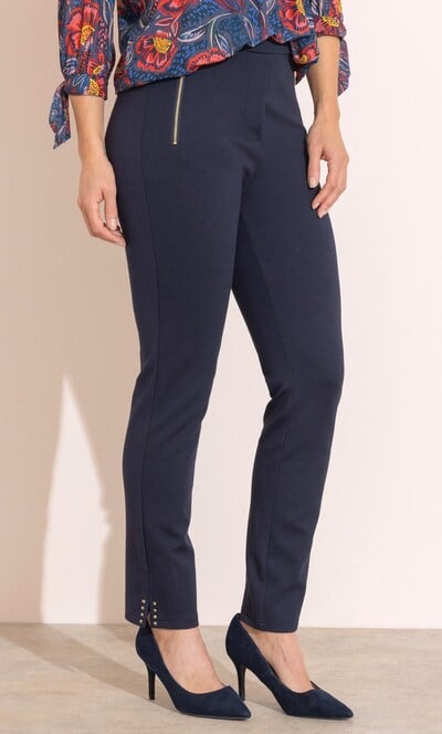 Slim Leg Studded Pull On Ponte Trousers