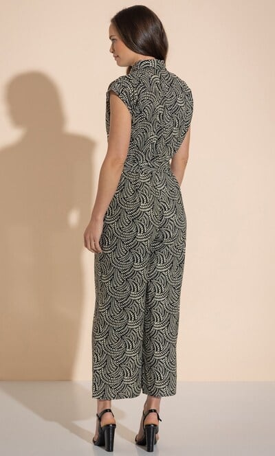 Printed Wide Leg Linen Blend Jumpsuit
