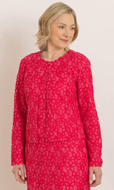 Anna Rose Textured Floral Lace Peplum Jacket