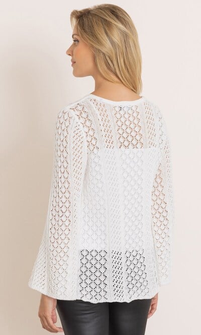 Embellished Open Knit Top