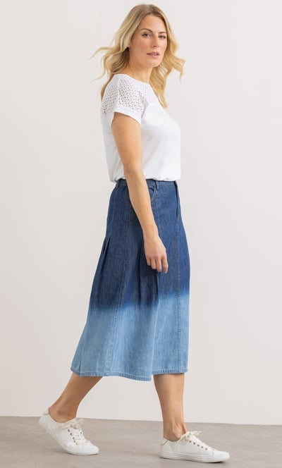 Dip Dye Cotton Denim Skirt