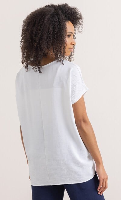Textured Tie Top With Necklace