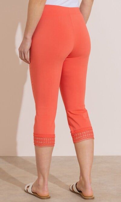 Lace Trim Pull On Capri Trousers