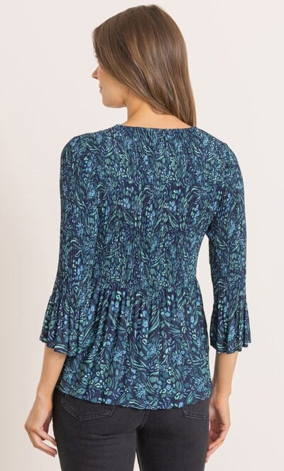 Botanical Print Pleated Top