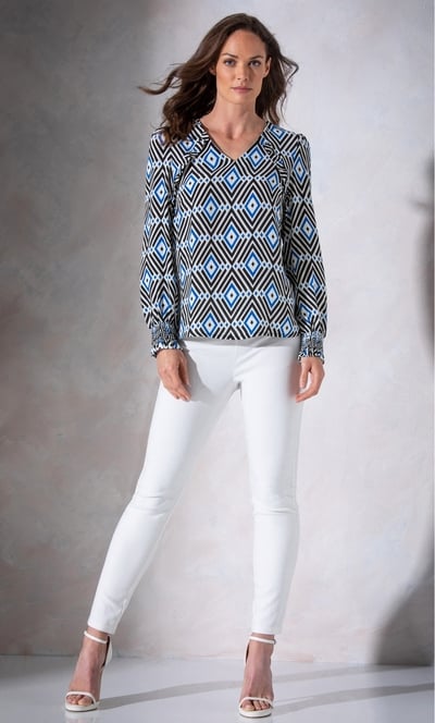 Geometric Printed Long Sleeve Top