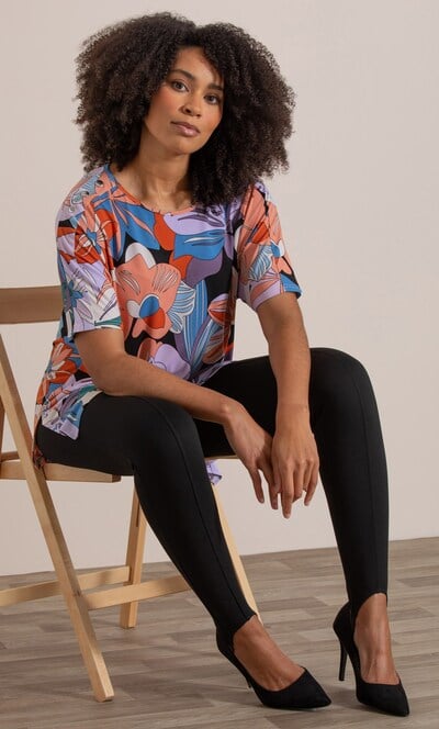 Bold Floral Printed Asymmetric Top