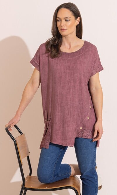 Linen Blend Loose Fit Top