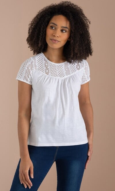 Lace Trim Jersey Top