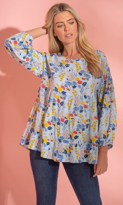 Garden Printed Blouson Sleeve Top