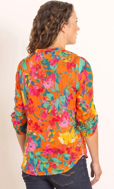 Anna Rose Floral Print And Shimmer Stripe Blouse