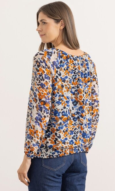 Printed Shimmer Stripe Top