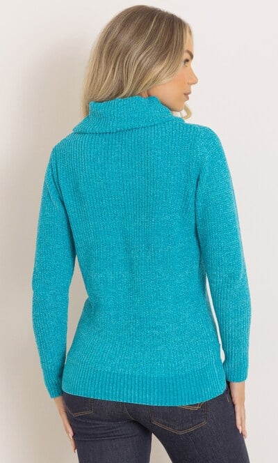 Cowl Neck Long Sleeve Chenille Knitted Jumper