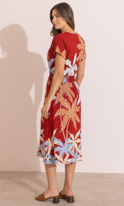 Printed Smocked Waist Midi Dress