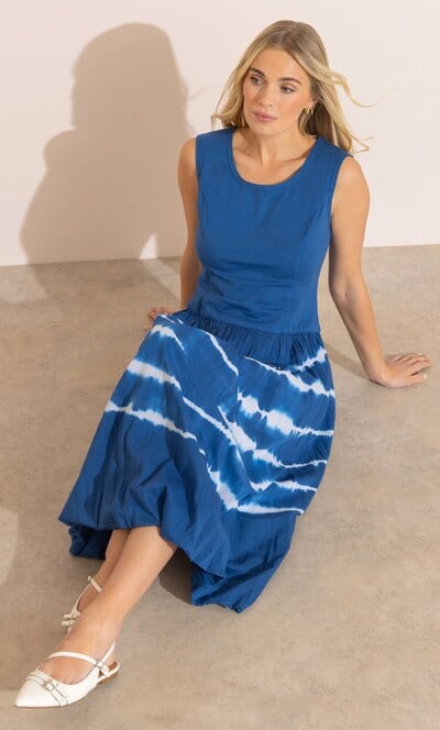 Tie Dye Cotton Midi Dress