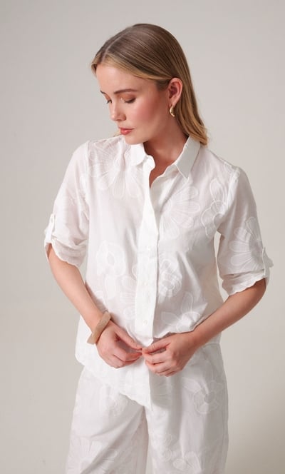 Embroidered Floral Cotton Blouse