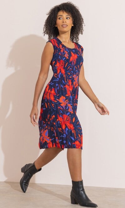 Floral Print Pleated Dress