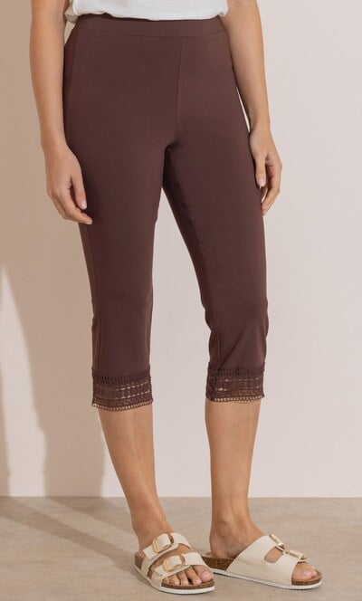 Lace Trim Pull On Capri Trousers