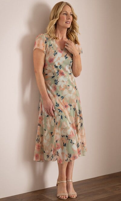 Anna Rose Floral Print Midi Dress